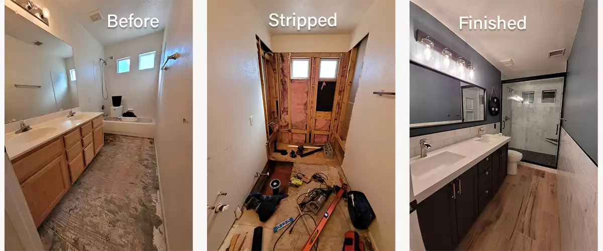 Bathroom Project Befor, During and After