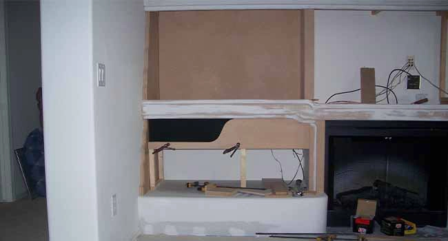 Wall Unit Free Hand Designed Fascia Cover over Main Speakers